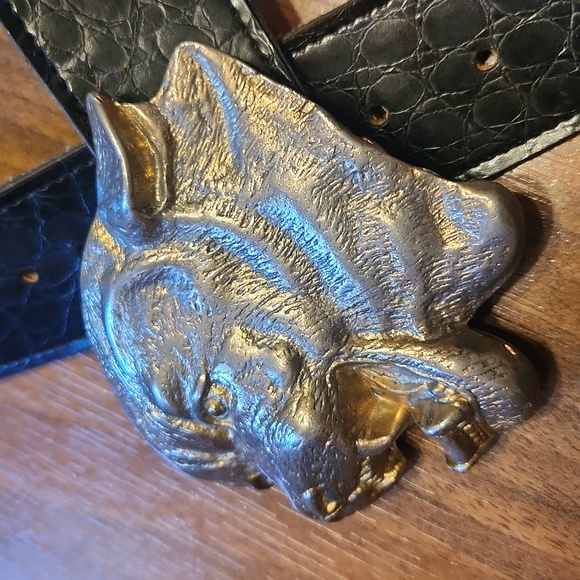 Vintage MCBI Brass Mad Dog Vicious Attack Bull Mastiff Belt Buckle - Picture 3 of 10